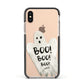 Boo Ghost Custom Apple iPhone Xs Impact Case Black Edge on Gold Phone