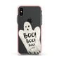 Boo Ghost Custom Apple iPhone Xs Impact Case Pink Edge on Black Phone