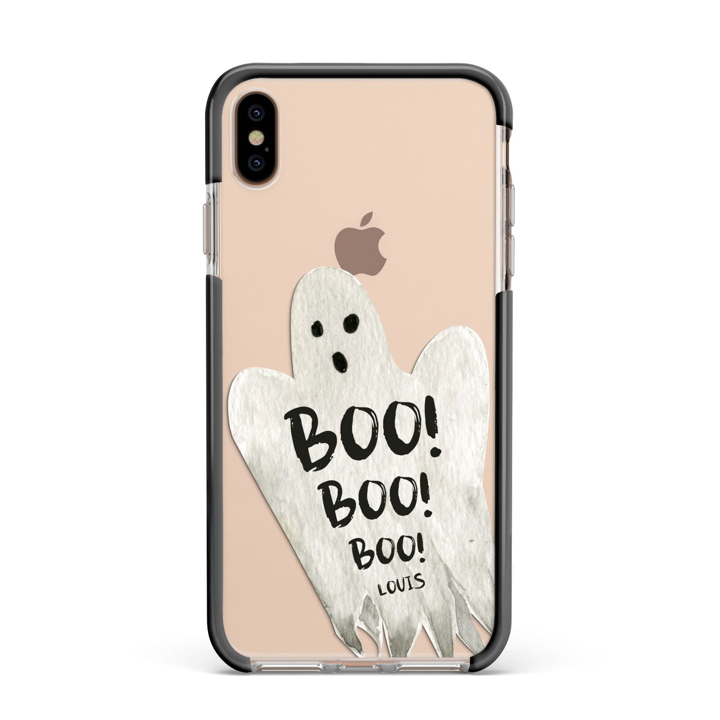Boo Ghost Custom Apple iPhone Xs Max Impact Case Black Edge on Gold Phone