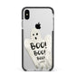 Boo Ghost Custom Apple iPhone Xs Max Impact Case Black Edge on Silver Phone