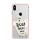 Boo Ghost Custom Apple iPhone Xs Max Impact Case Pink Edge on Silver Phone
