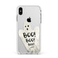 Boo Ghost Custom Apple iPhone Xs Max Impact Case White Edge on Silver Phone