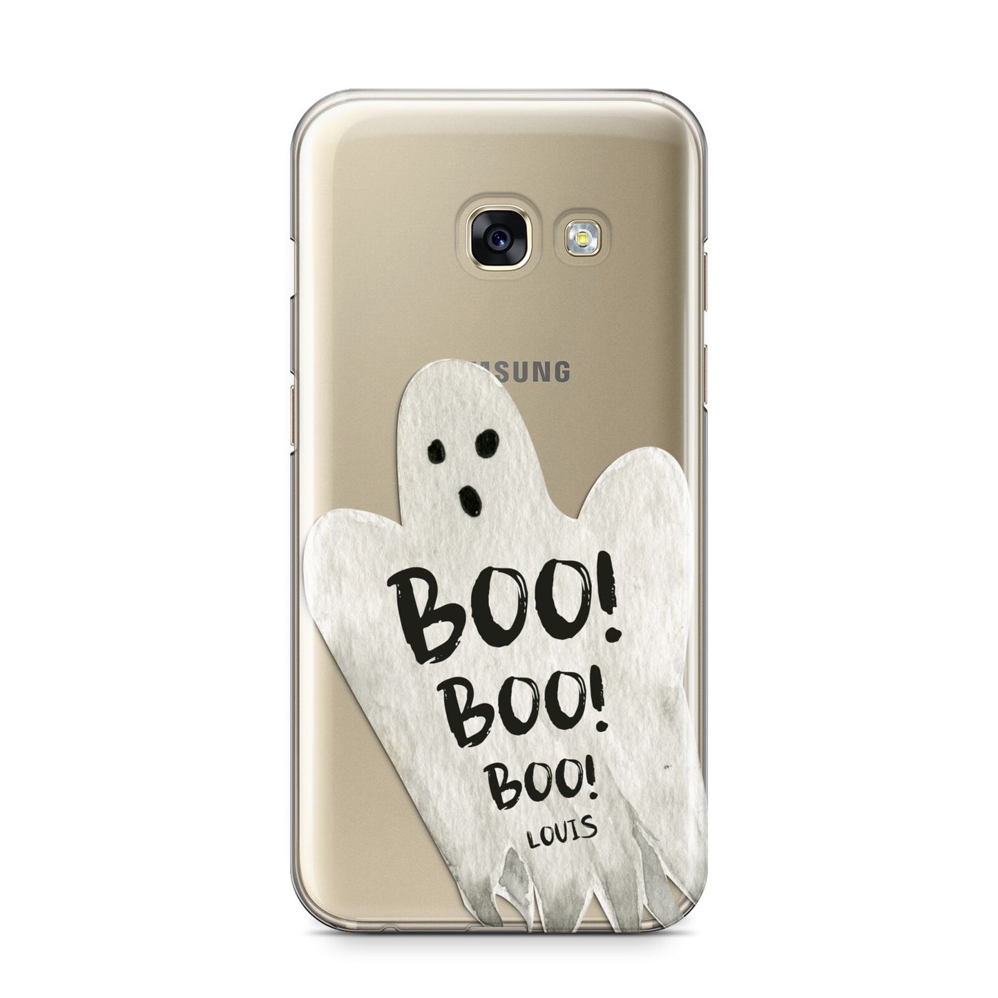 Boo Ghost Custom Samsung Galaxy A3 2017 Case on gold phone