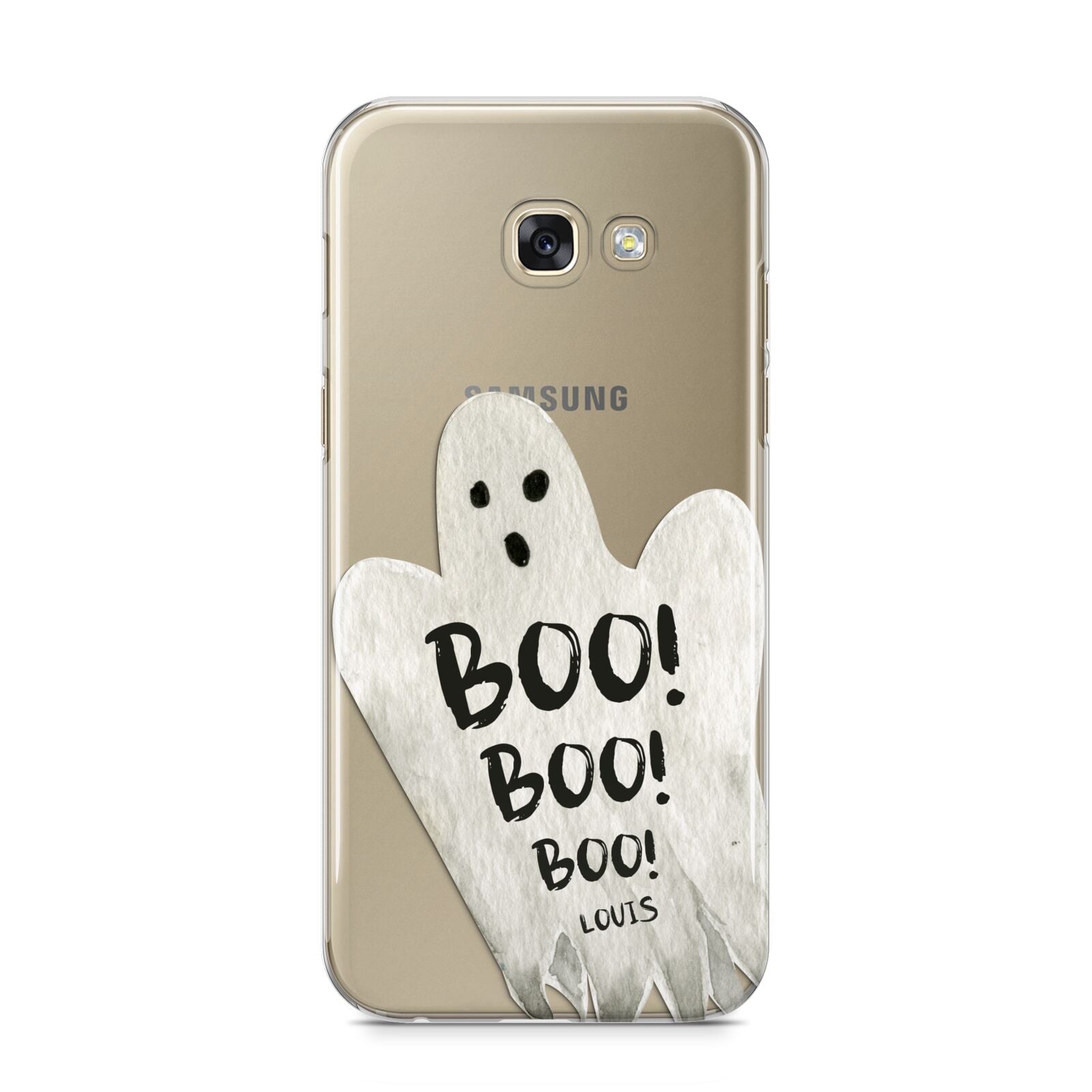 Boo Ghost Custom Samsung Galaxy A5 2017 Case on gold phone