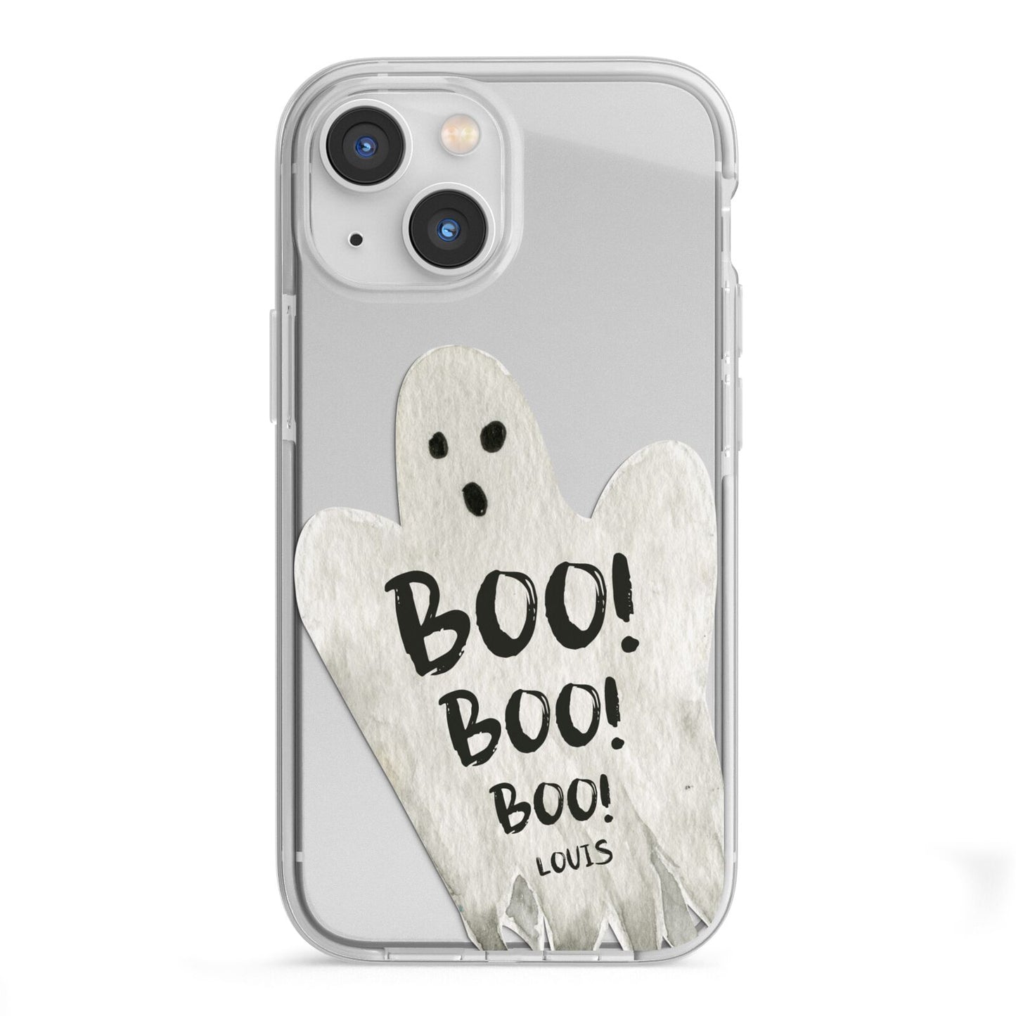 Boo Ghost Custom iPhone 13 Mini TPU Impact Case with White Edges