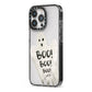 Boo Ghost Custom iPhone 13 Pro Black Impact Case Side Angle on Silver phone