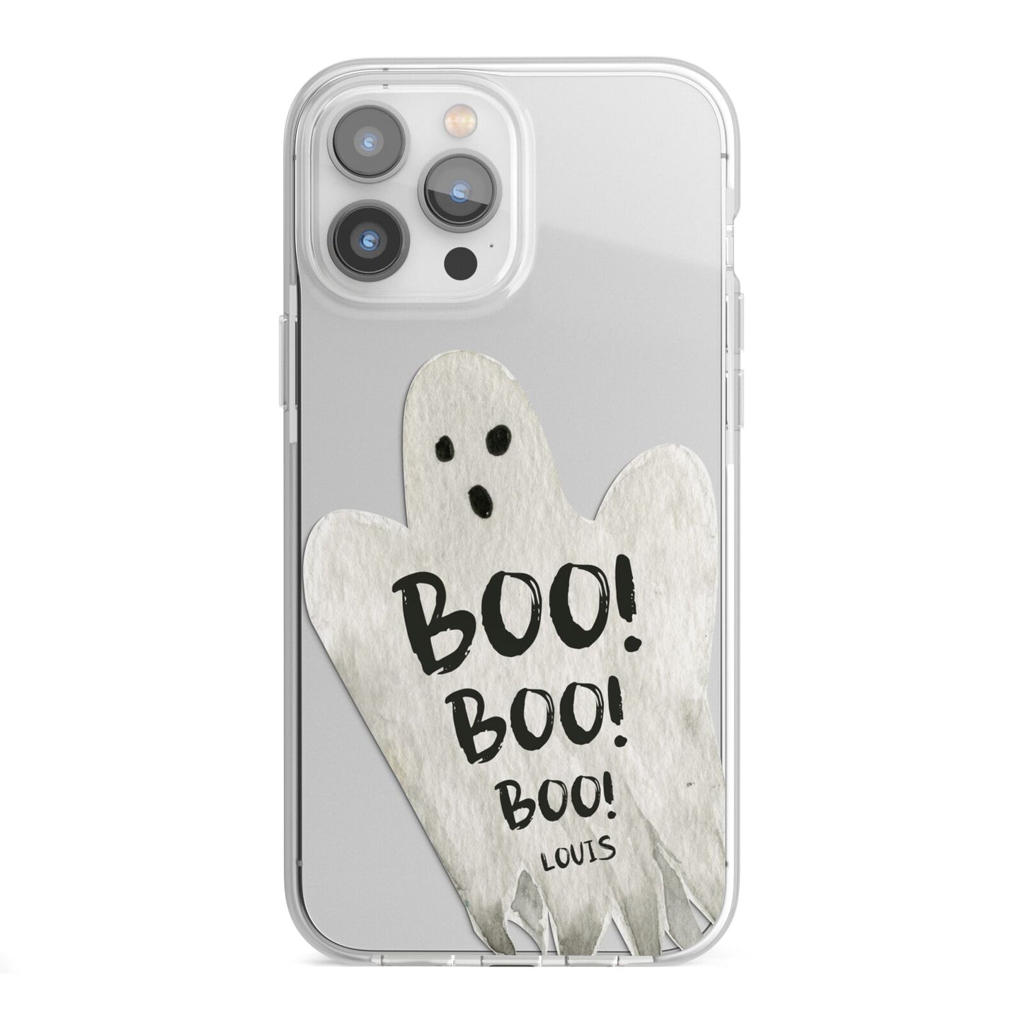Boo Ghost Custom iPhone 13 Pro Max TPU Impact Case with White Edges