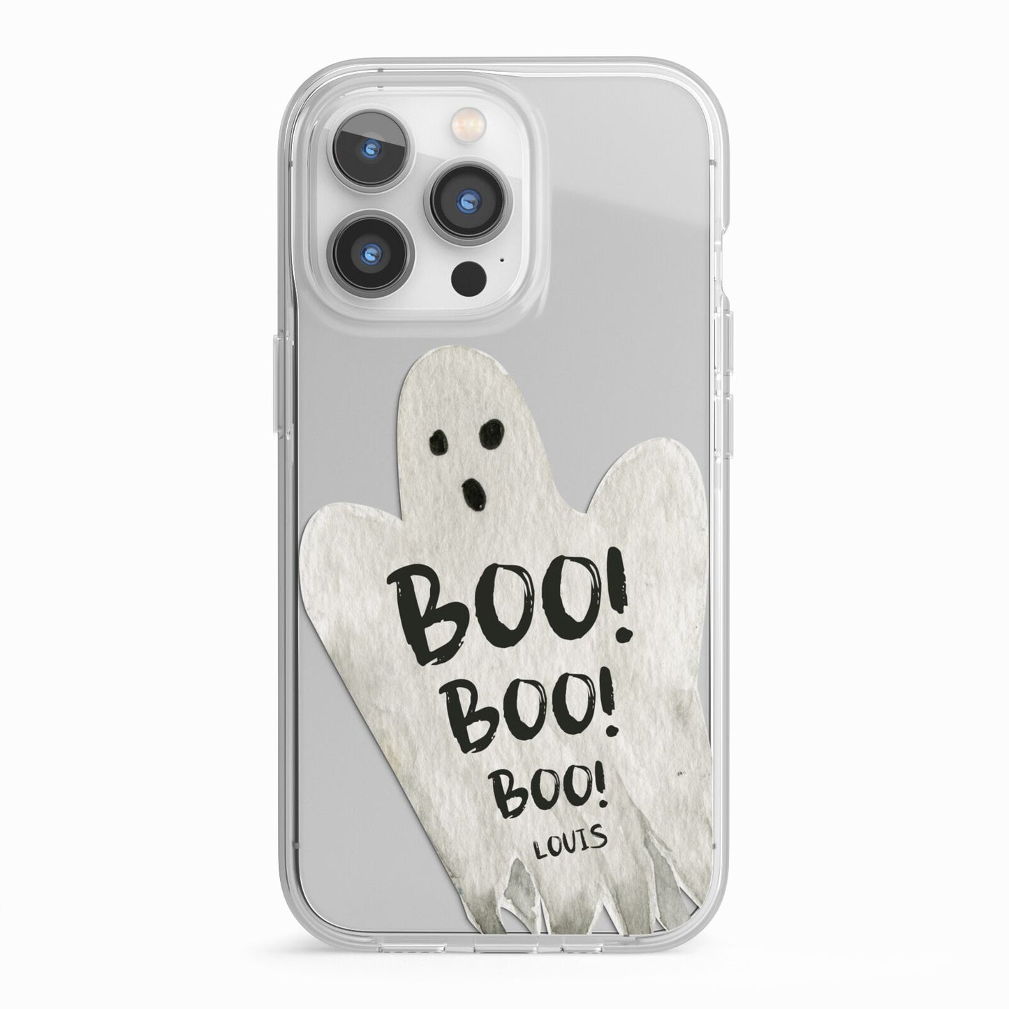 Boo Ghost Custom iPhone 13 Pro TPU Impact Case with White Edges