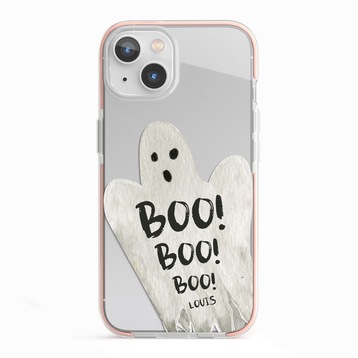 Boo Ghost Custom iPhone 13 TPU Impact Case with Pink Edges