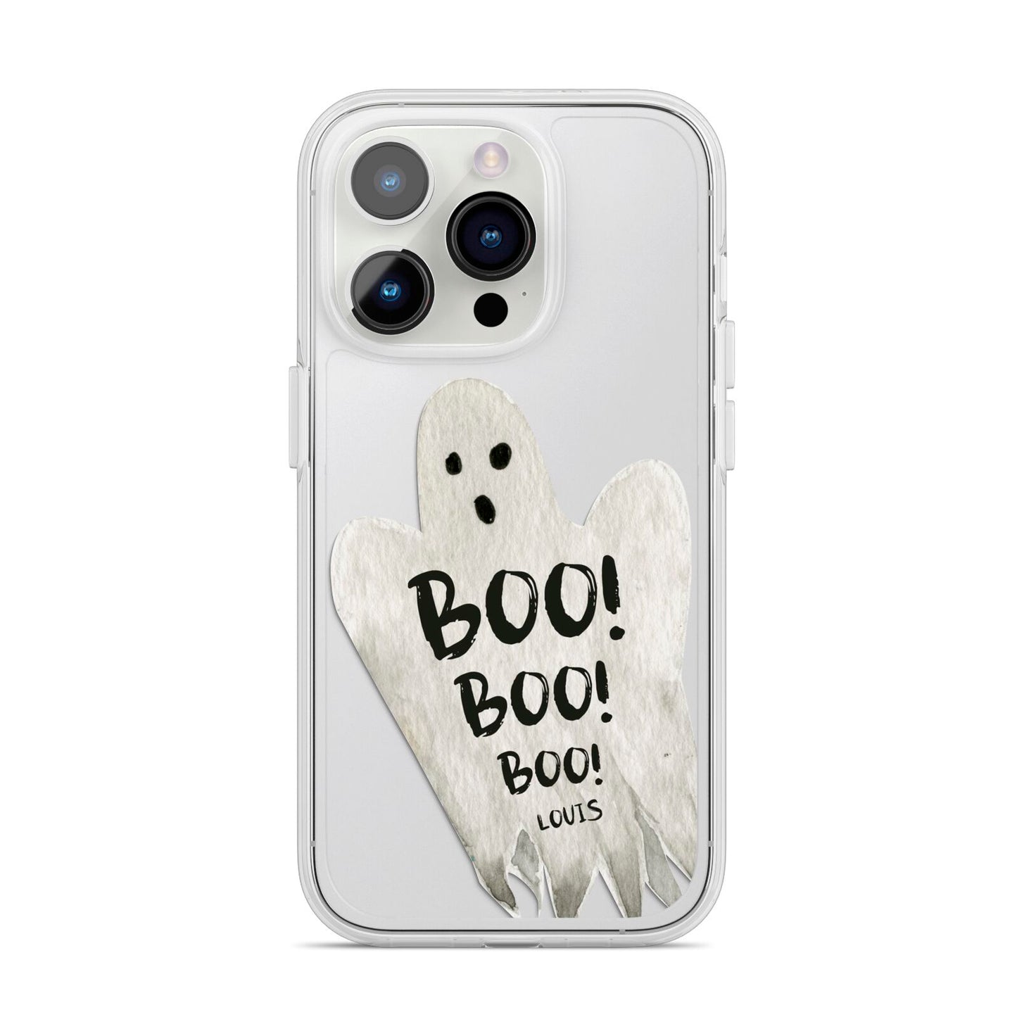 Boo Ghost Custom iPhone 14 Pro Clear Tough Case Silver
