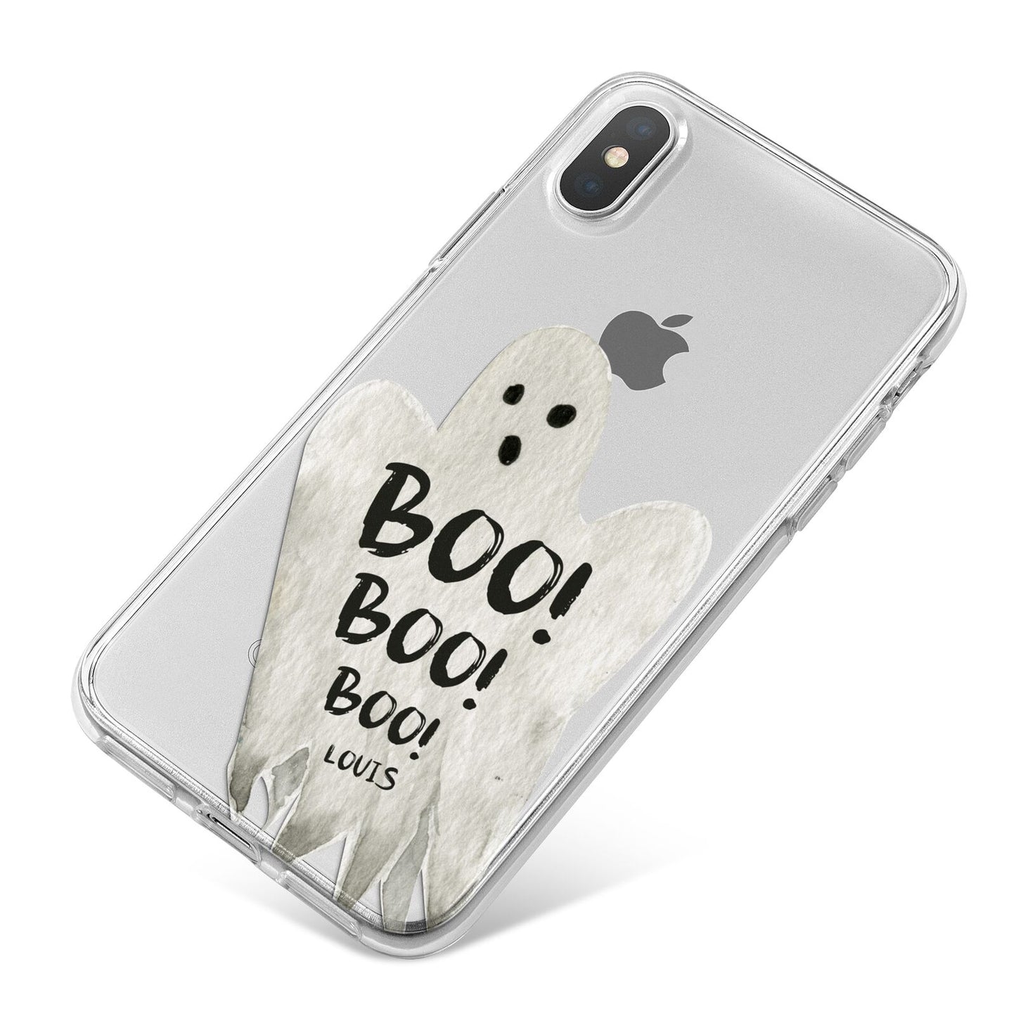 Boo Ghost Custom iPhone X Bumper Case on Silver iPhone