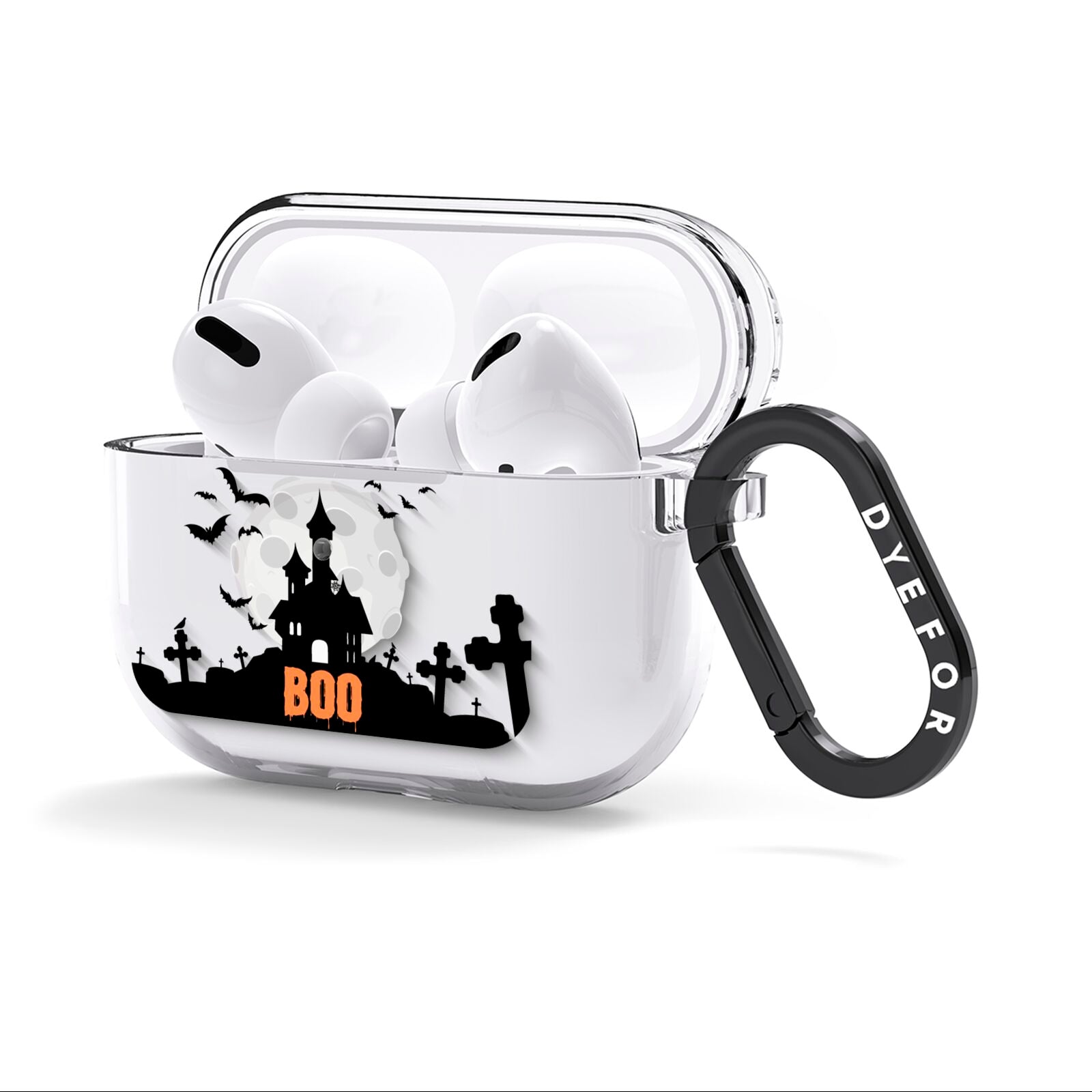 Boo Gothic Black Halloween AirPods Clear Case 3rd Gen Side Image