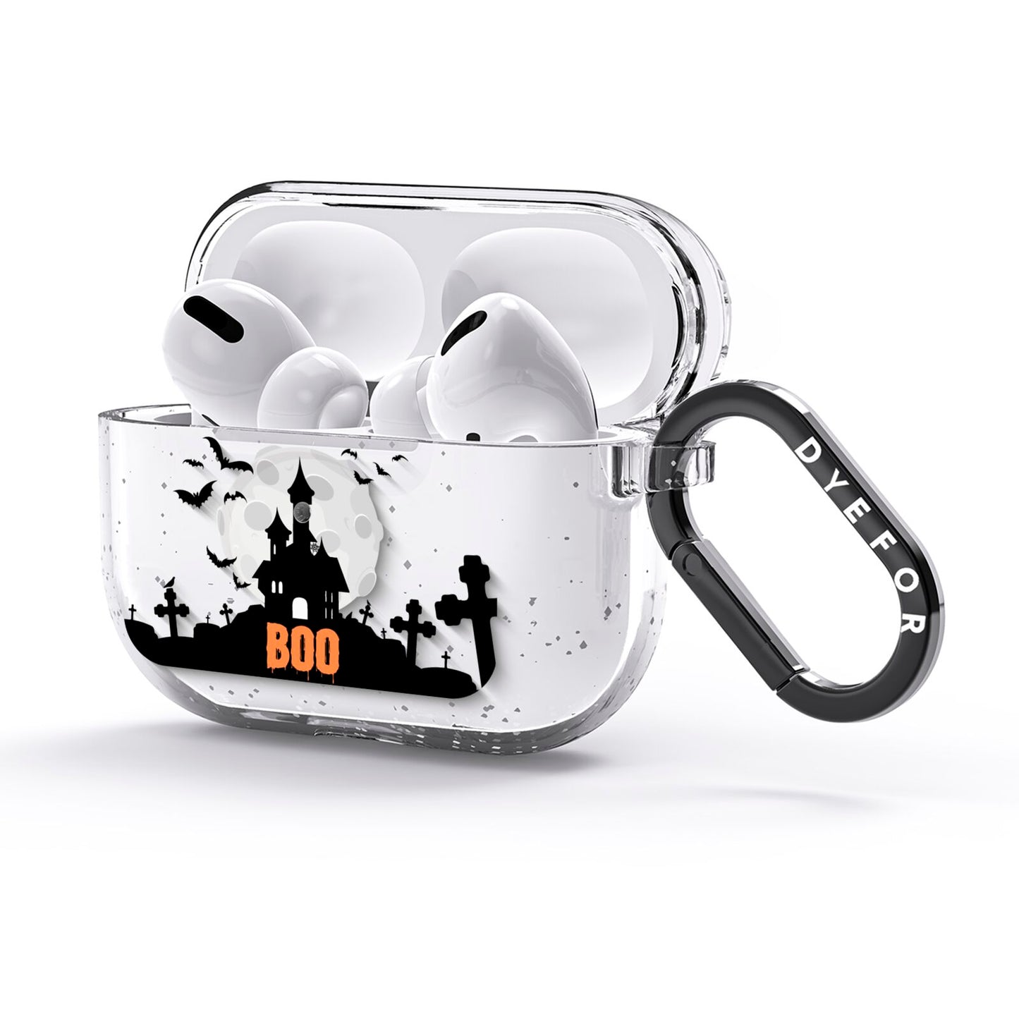 Boo Gothic Black Halloween AirPods Glitter Case 3rd Gen Side Image