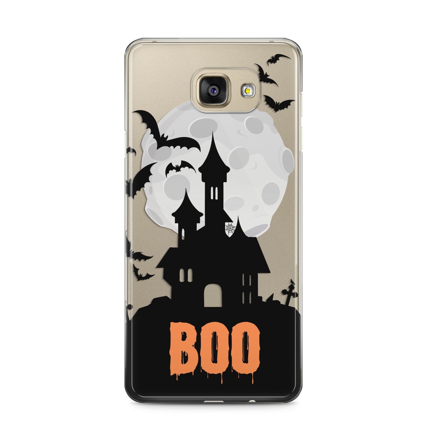 Boo Gothic Black Halloween Samsung Galaxy A5 2016 Case on gold phone