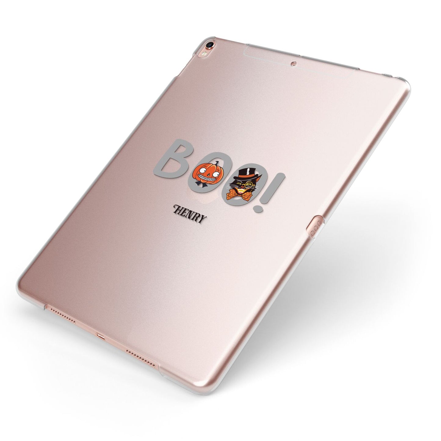 Boo Personalised Apple iPad Case on Rose Gold iPad Side View