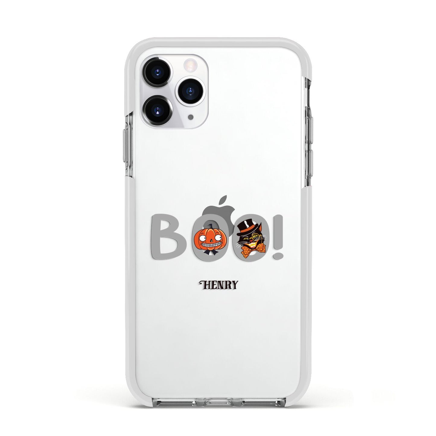 Boo Personalised Apple iPhone 11 Pro in Silver with White Impact Case