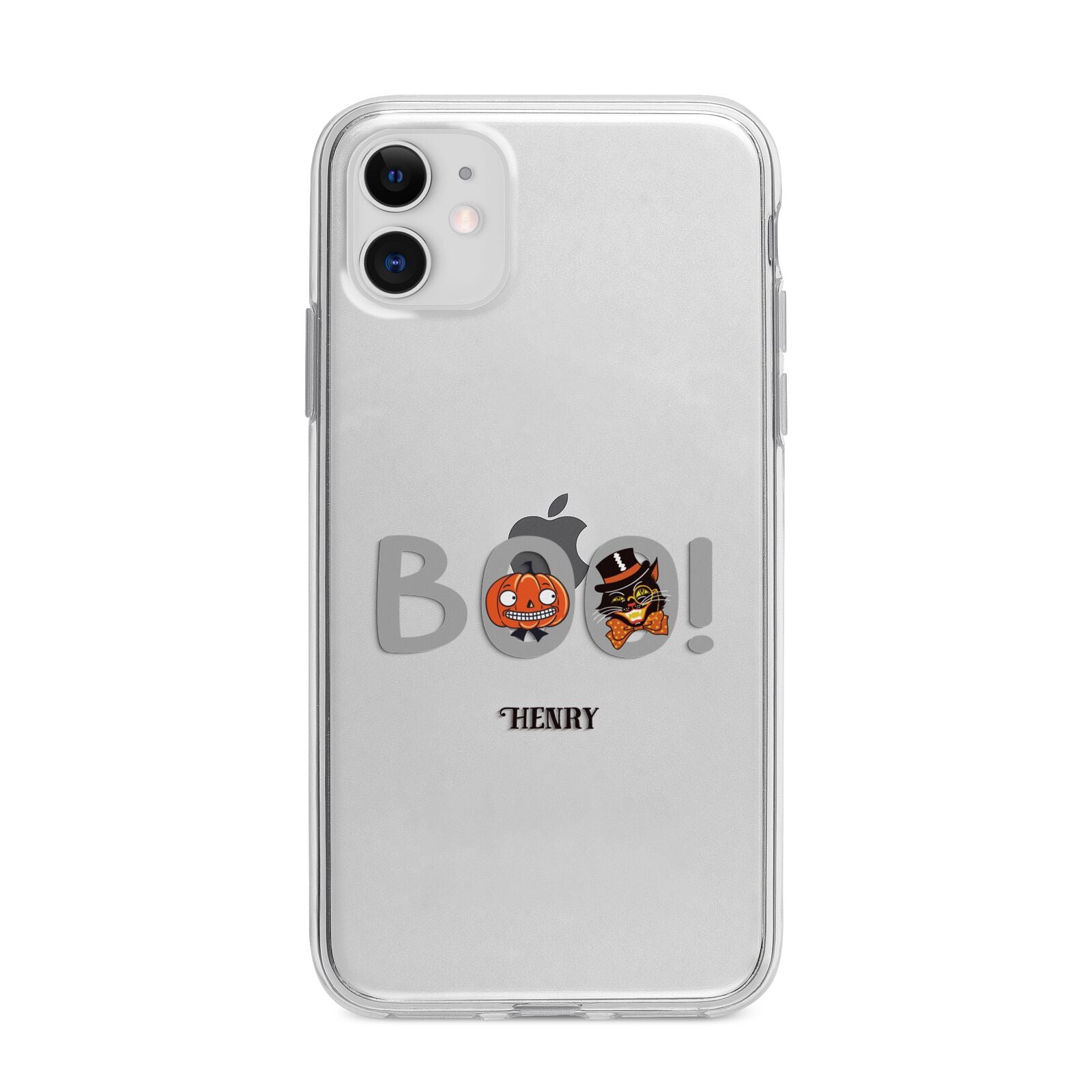 Boo Personalised Apple iPhone 11 in White with Bumper Case