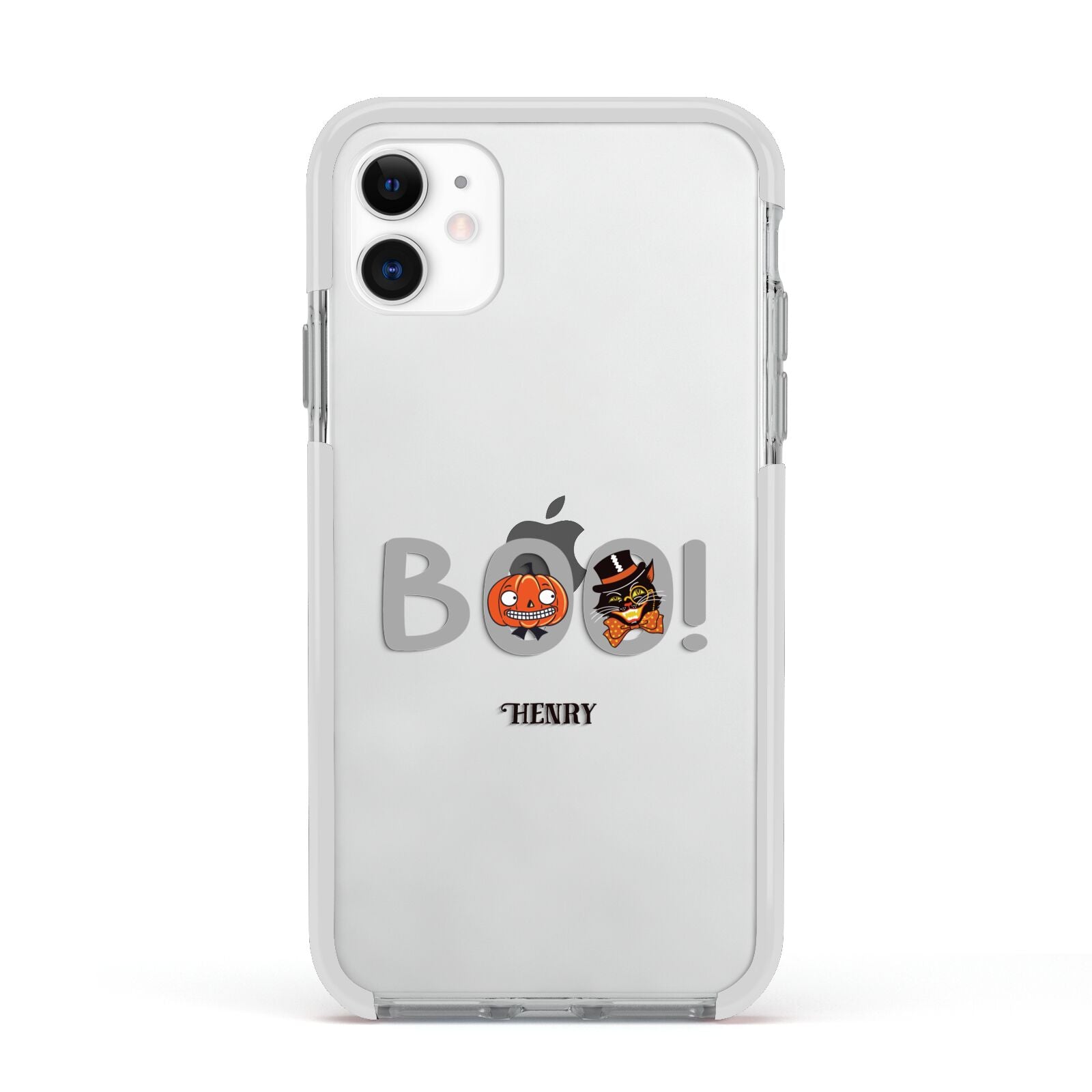 Boo Personalised Apple iPhone 11 in White with White Impact Case