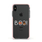 Boo Personalised Apple iPhone Xs Impact Case Pink Edge on Black Phone