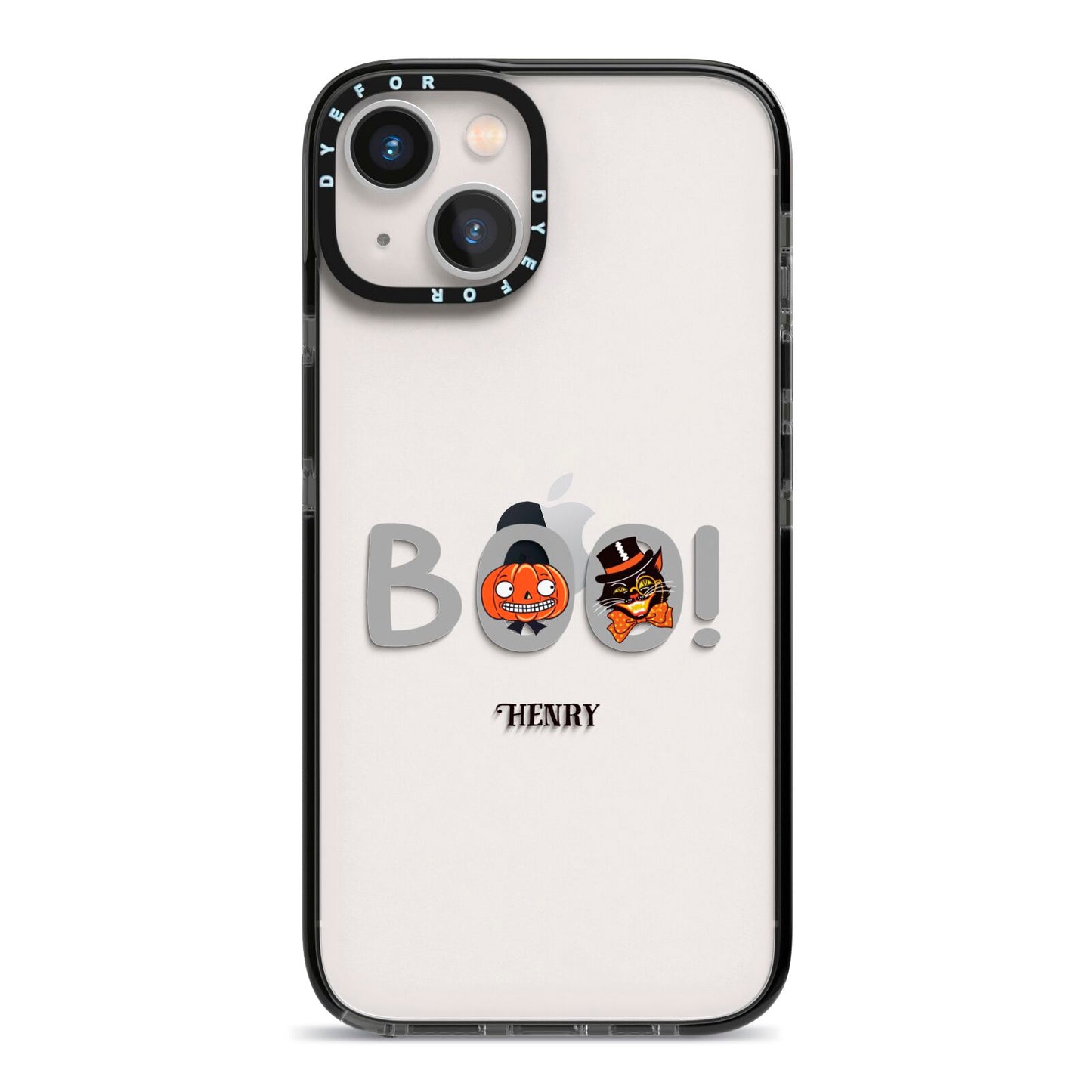 Boo Personalised iPhone 13 Black Impact Case on Silver phone