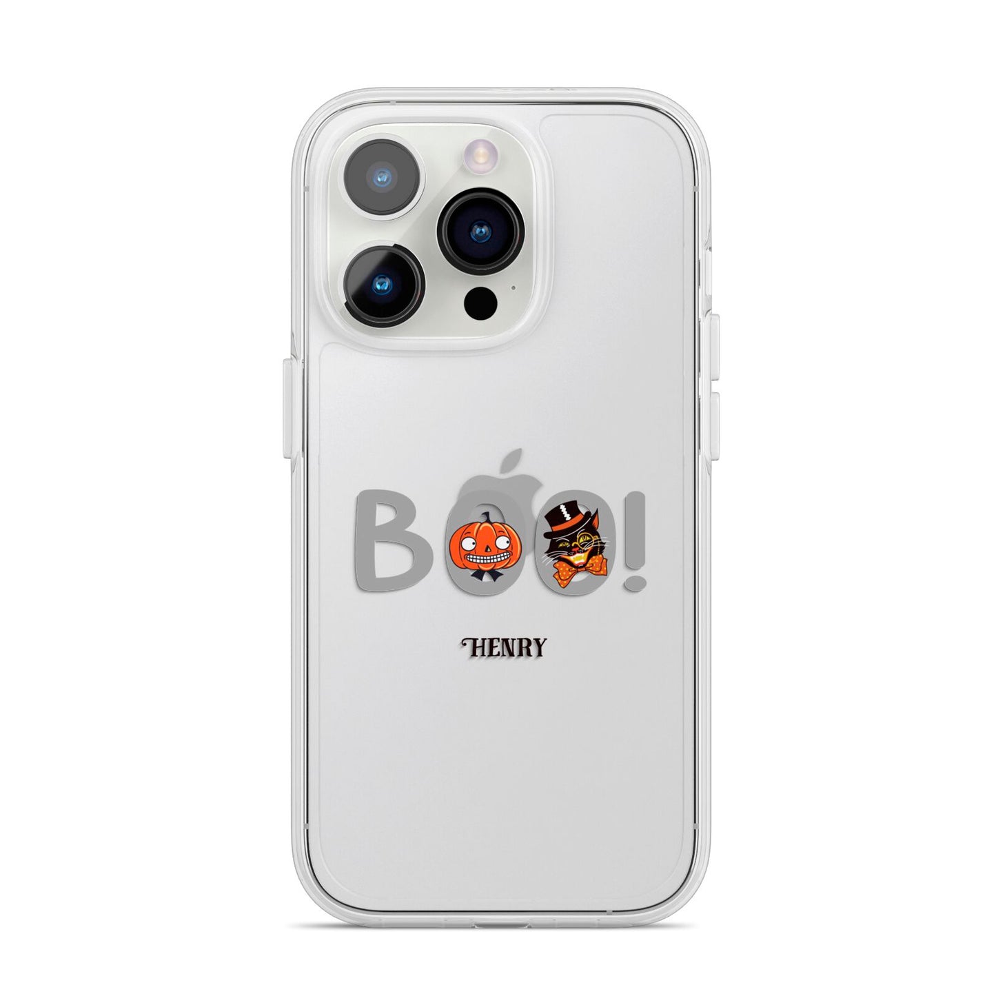 Boo Personalised iPhone 14 Pro Clear Tough Case Silver