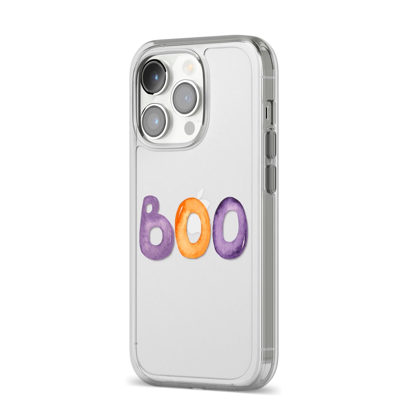 Boo iPhone 14 Pro Clear Tough Case Silver Angled Image