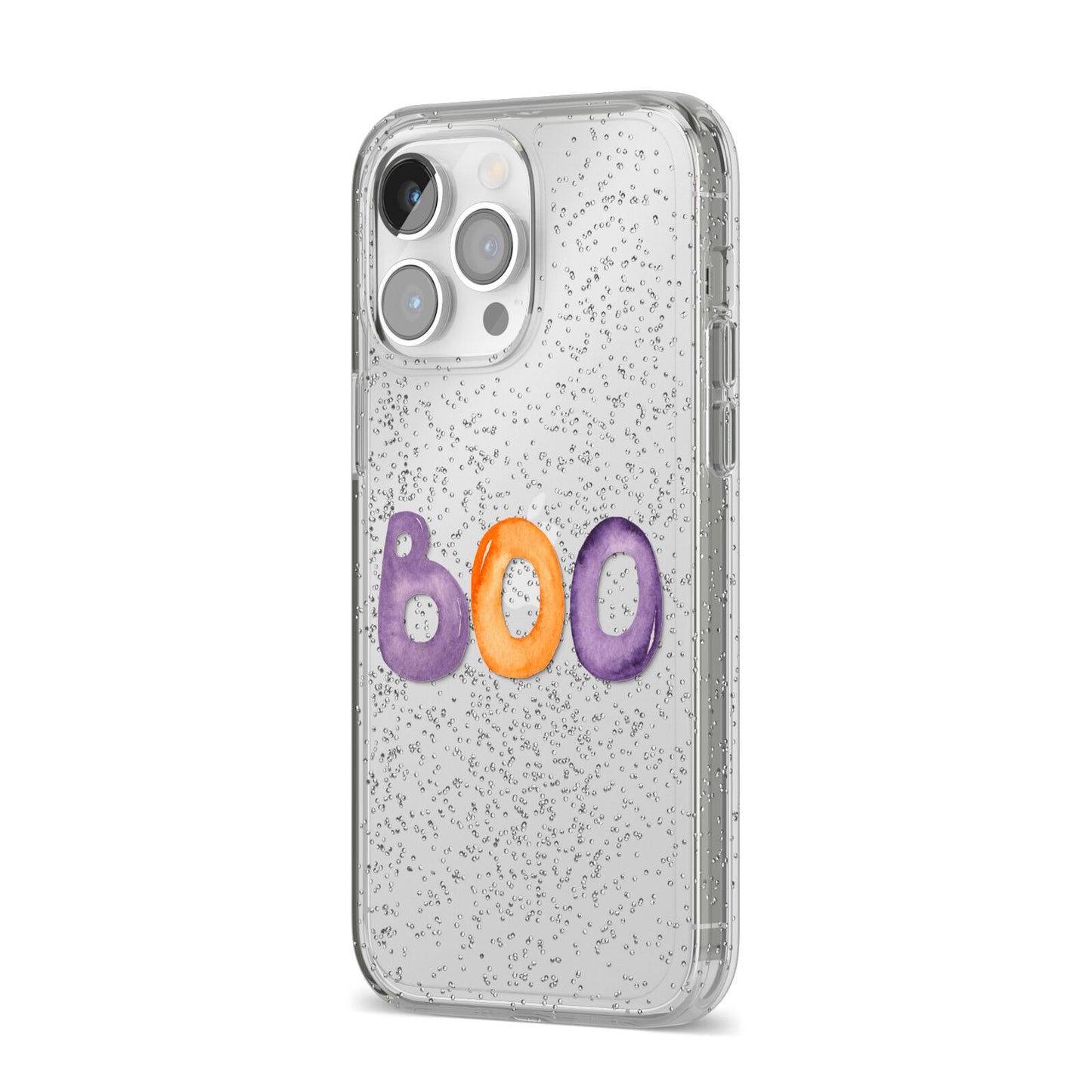 Boo iPhone 14 Pro Max Glitter Tough Case Silver Angled Image