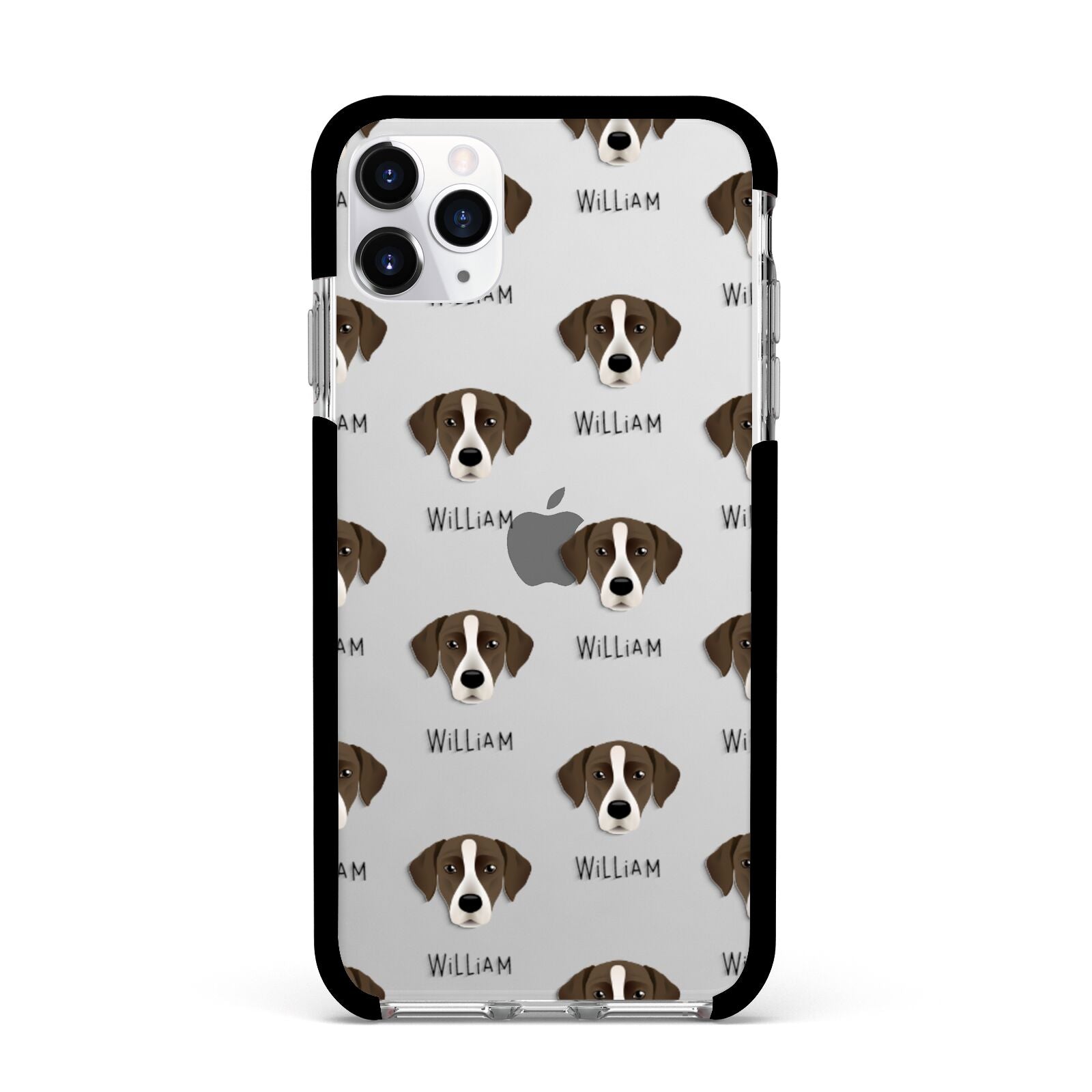 Borador Icon with Name Apple iPhone 11 Pro Max in Silver with Black Impact Case