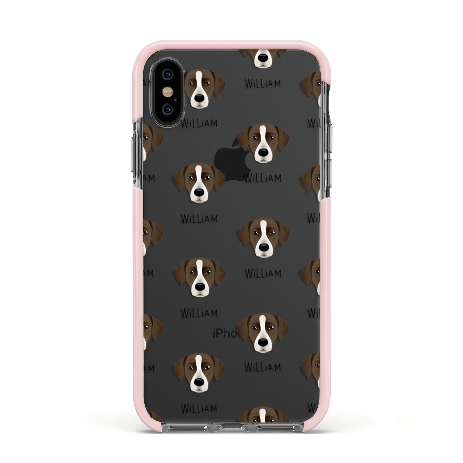 Borador Icon with Name Apple iPhone Xs Impact Case Pink Edge on Black Phone