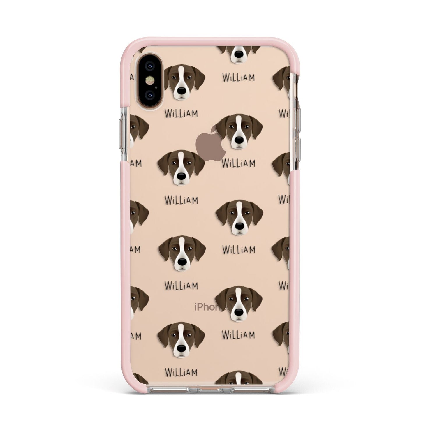 Borador Icon with Name Apple iPhone Xs Max Impact Case Pink Edge on Gold Phone