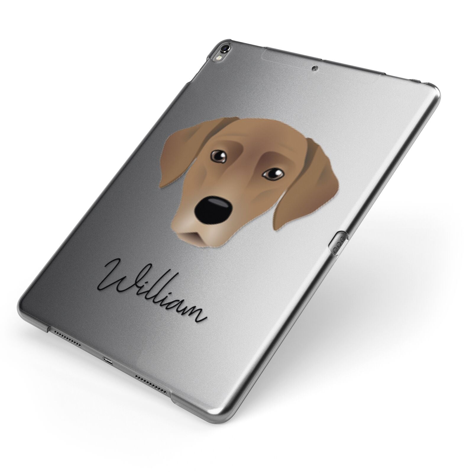 Borador Personalised Apple iPad Case on Grey iPad Side View