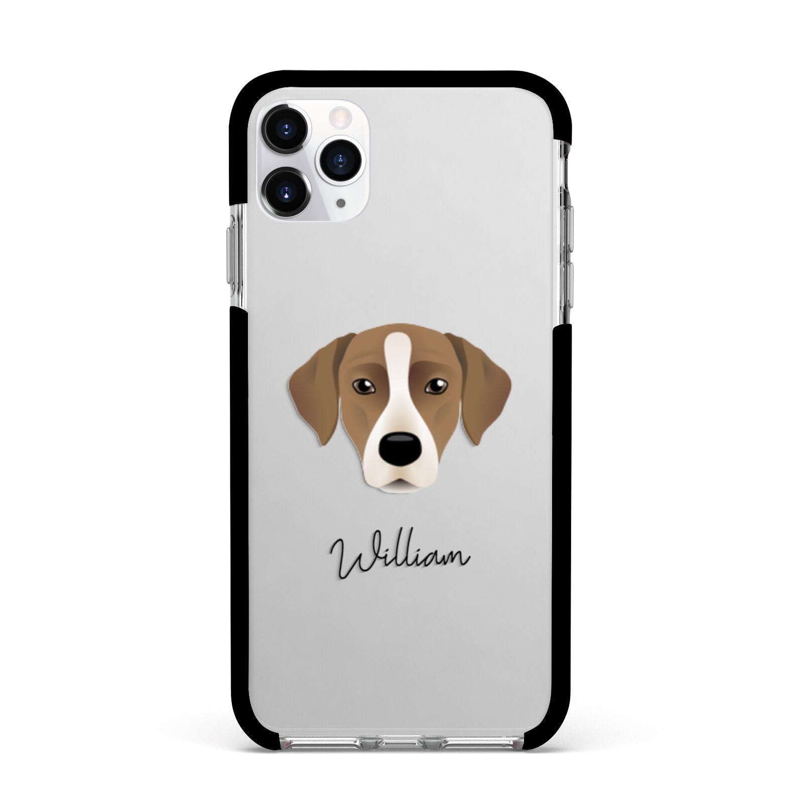 Borador Personalised Apple iPhone 11 Pro Max in Silver with Black Impact Case