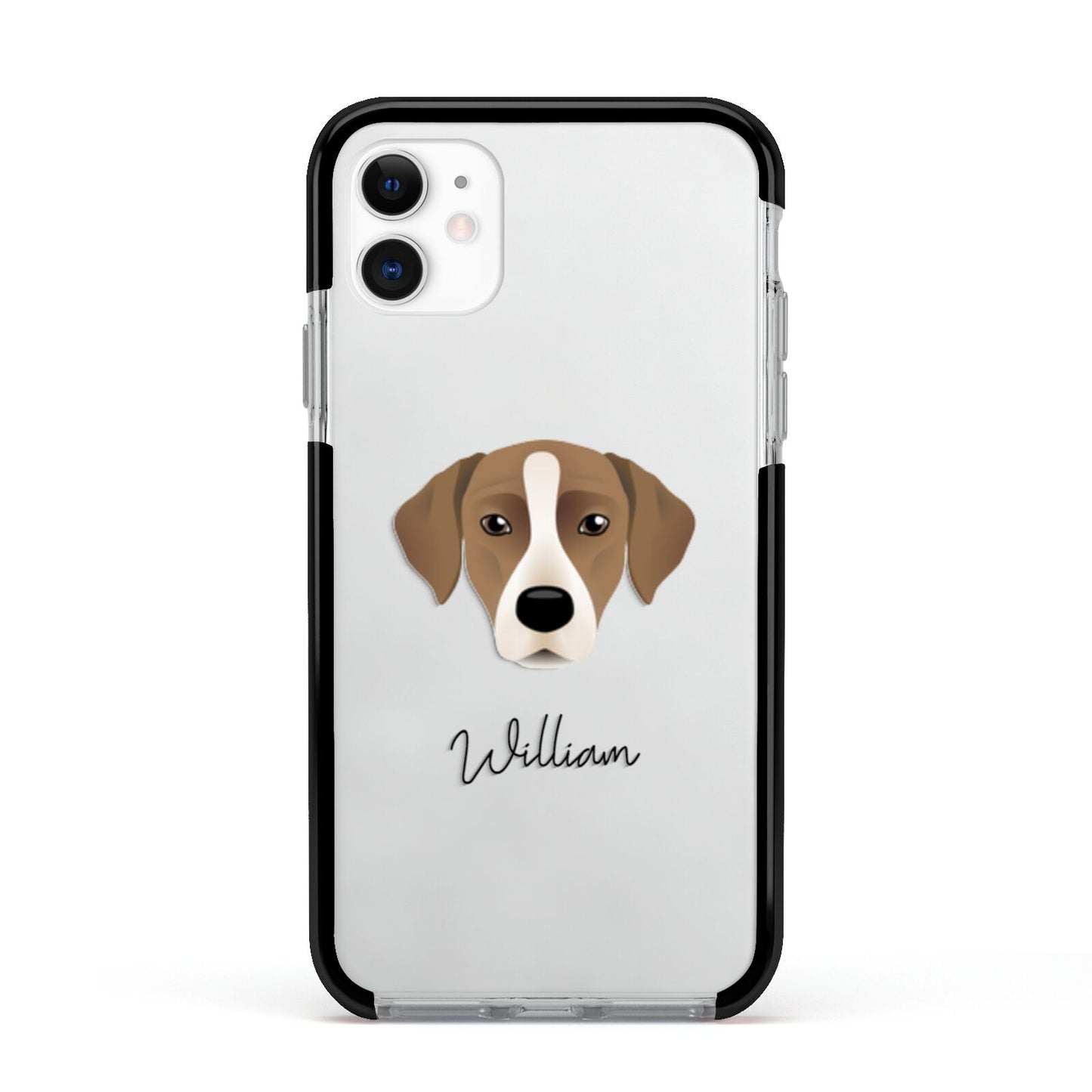 Borador Personalised Apple iPhone 11 in White with Black Impact Case
