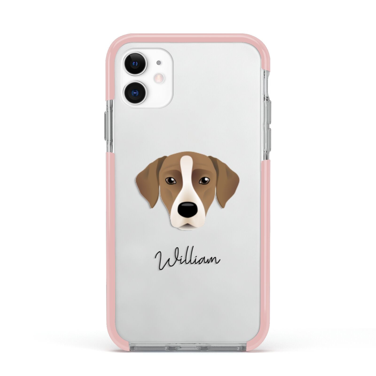 Borador Personalised Apple iPhone 11 in White with Pink Impact Case