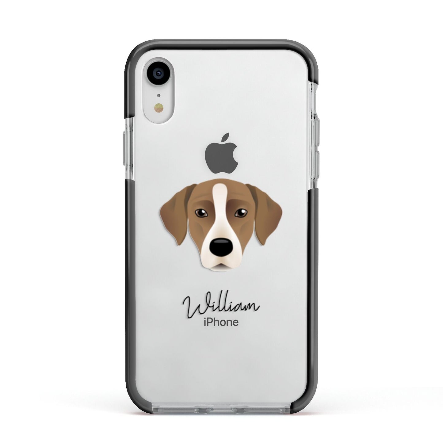 Borador Personalised Apple iPhone XR Impact Case Black Edge on Silver Phone