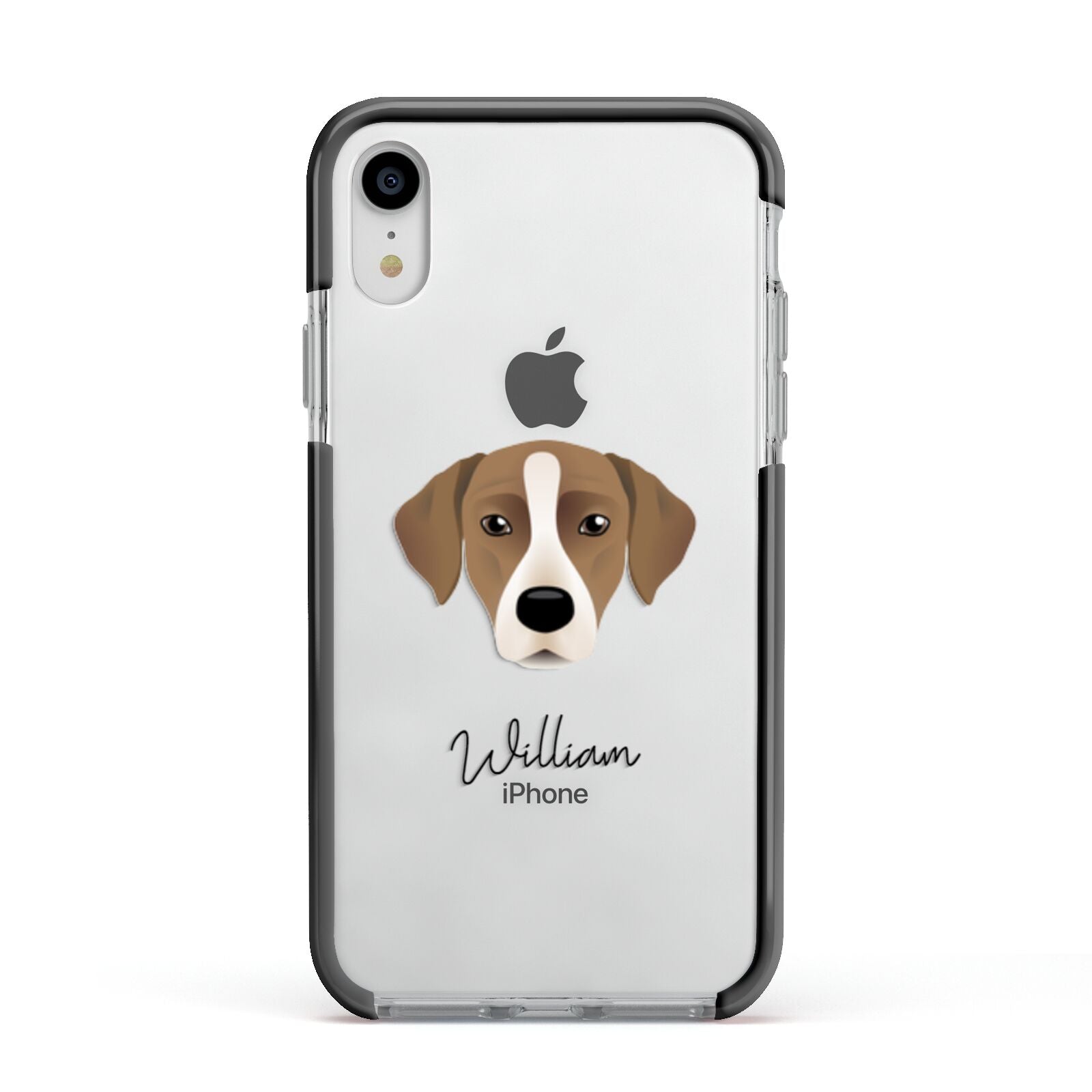 Borador Personalised Apple iPhone XR Impact Case Black Edge on Silver Phone