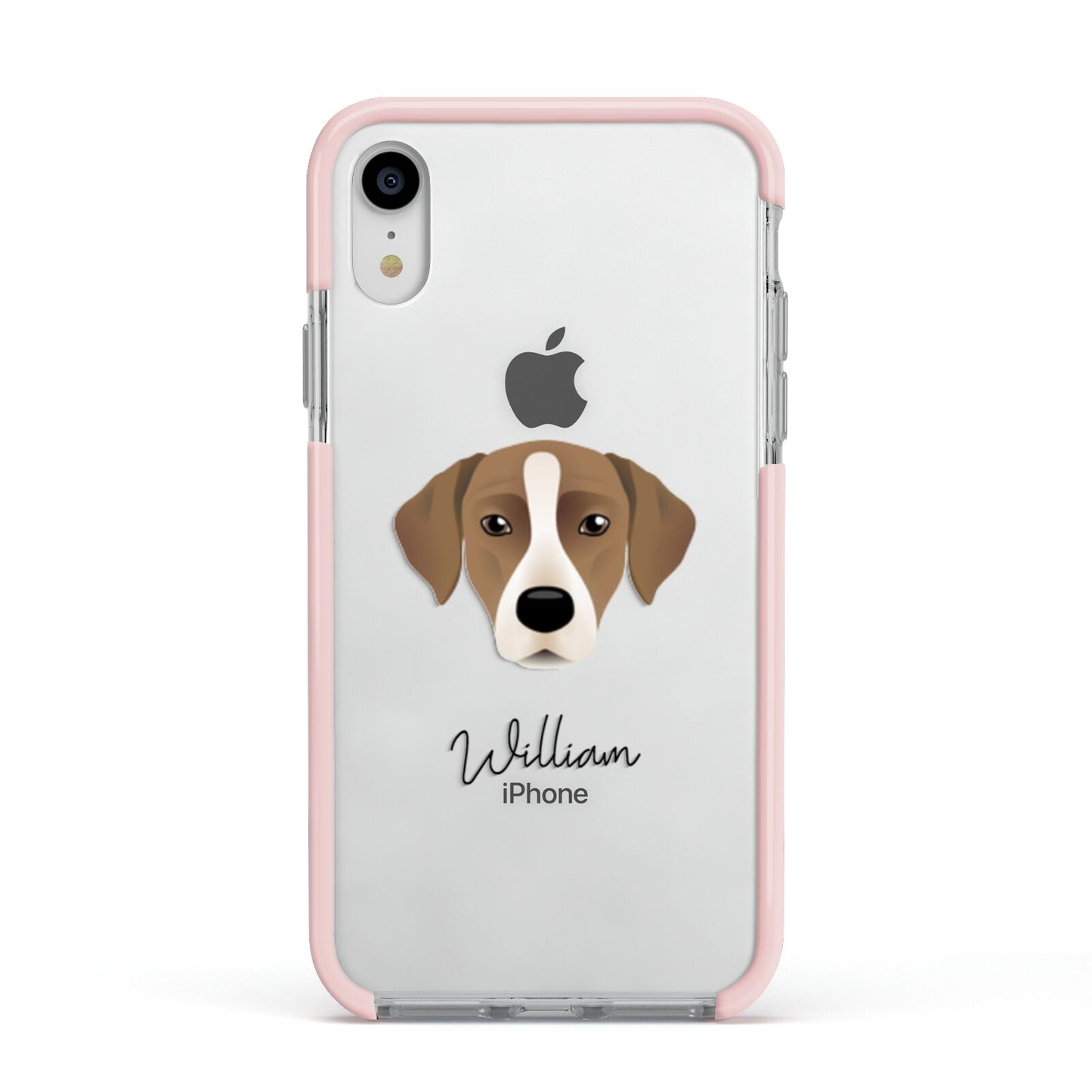 Borador Personalised Apple iPhone XR Impact Case Pink Edge on Silver Phone