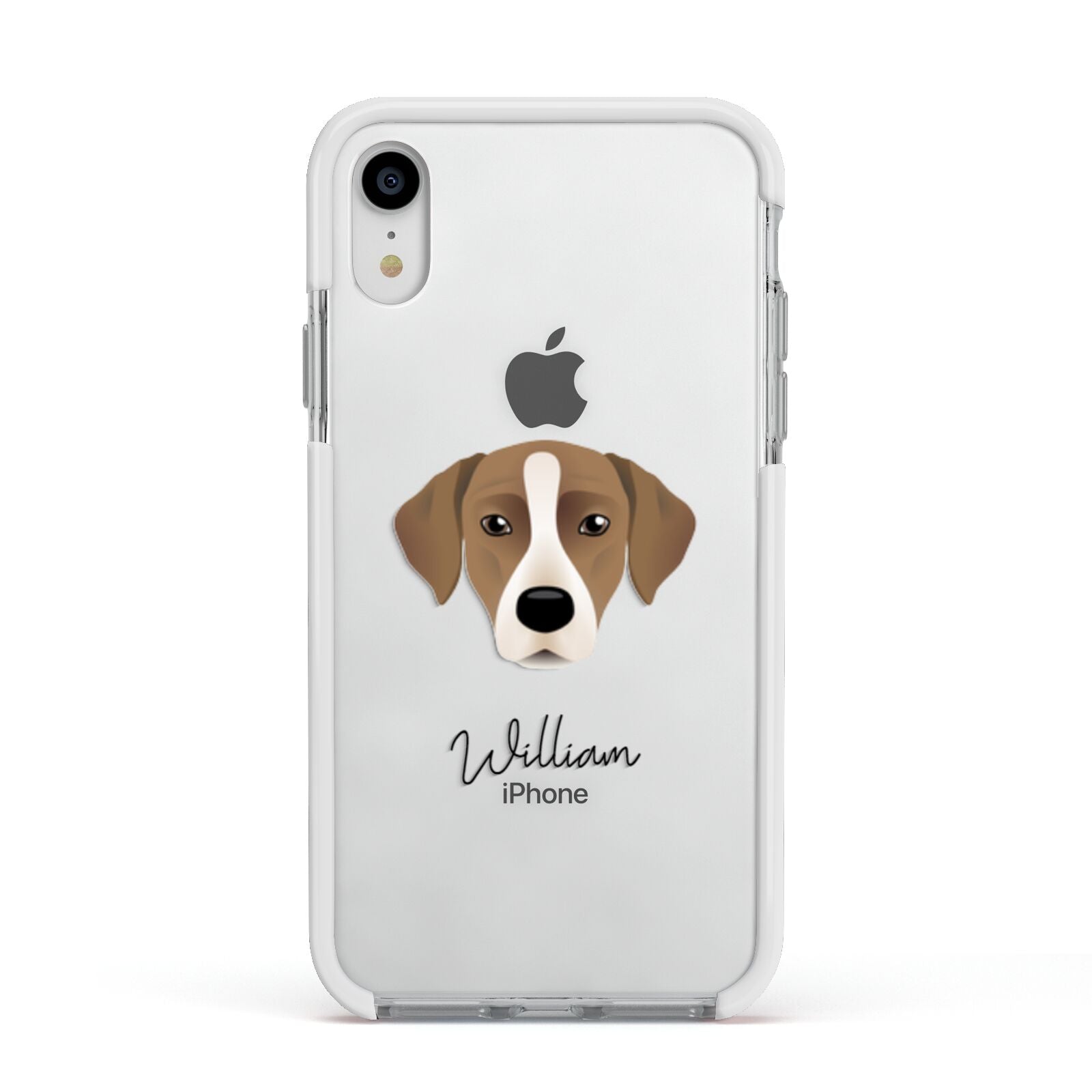 Borador Personalised Apple iPhone XR Impact Case White Edge on Silver Phone