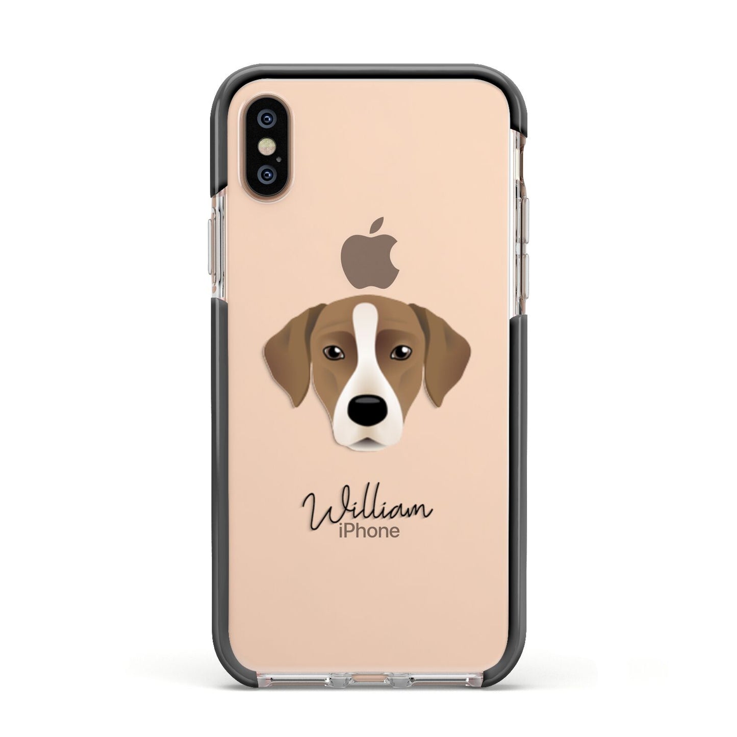 Borador Personalised Apple iPhone Xs Impact Case Black Edge on Gold Phone