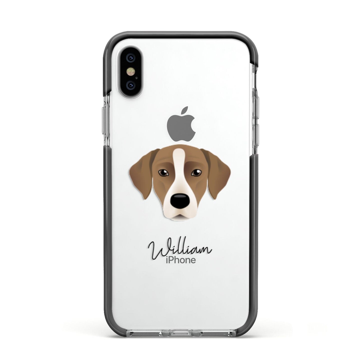 Borador Personalised Apple iPhone Xs Impact Case Black Edge on Silver Phone