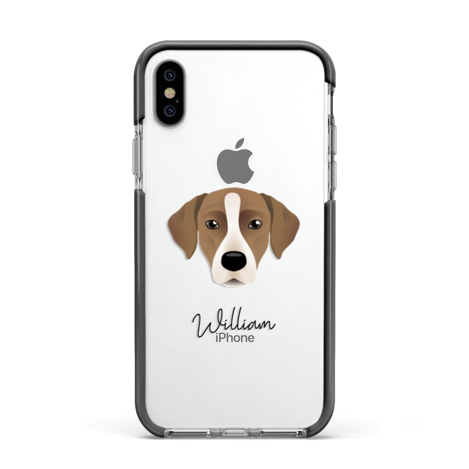 Borador Personalised Apple iPhone Xs Impact Case Black Edge on Silver Phone