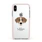 Borador Personalised Apple iPhone Xs Impact Case Pink Edge on Silver Phone