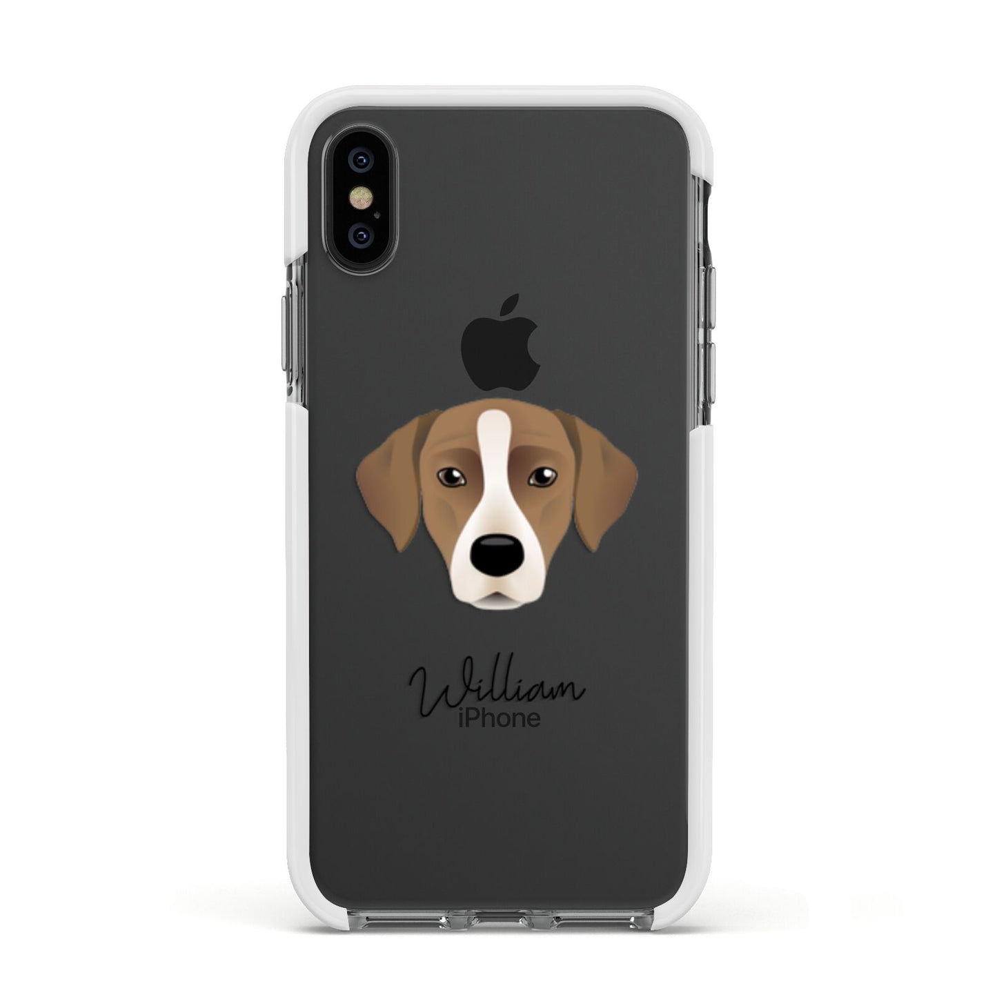 Borador Personalised Apple iPhone Xs Impact Case White Edge on Black Phone