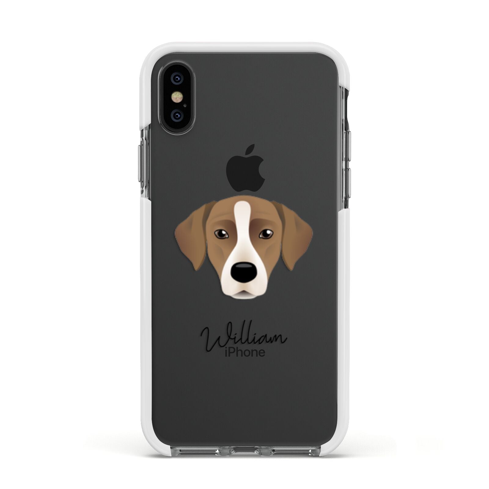 Borador Personalised Apple iPhone Xs Impact Case White Edge on Black Phone