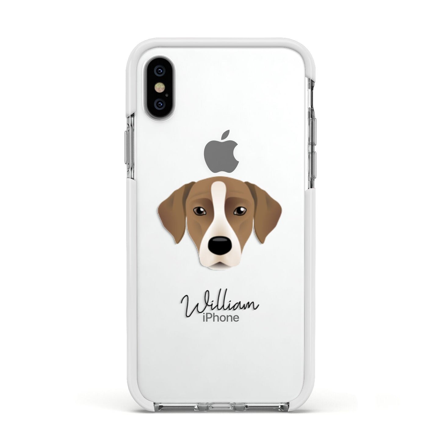 Borador Personalised Apple iPhone Xs Impact Case White Edge on Silver Phone