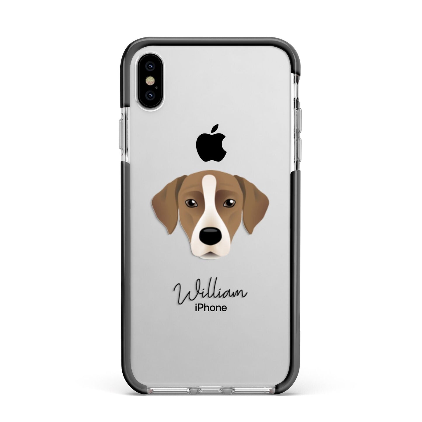 Borador Personalised Apple iPhone Xs Max Impact Case Black Edge on Silver Phone