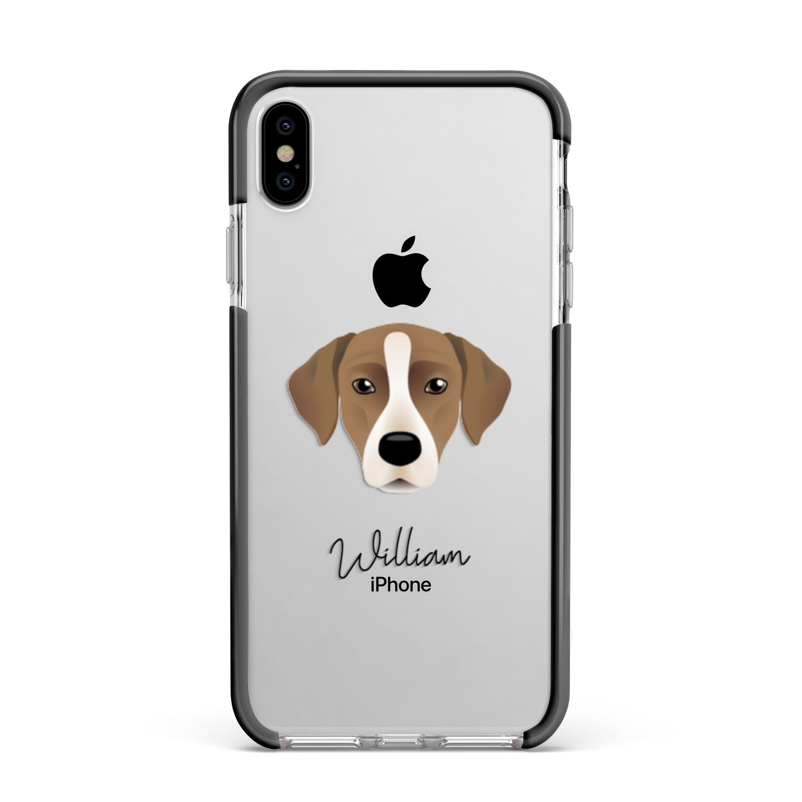 Borador Personalised Apple iPhone Xs Max Impact Case Black Edge on Silver Phone
