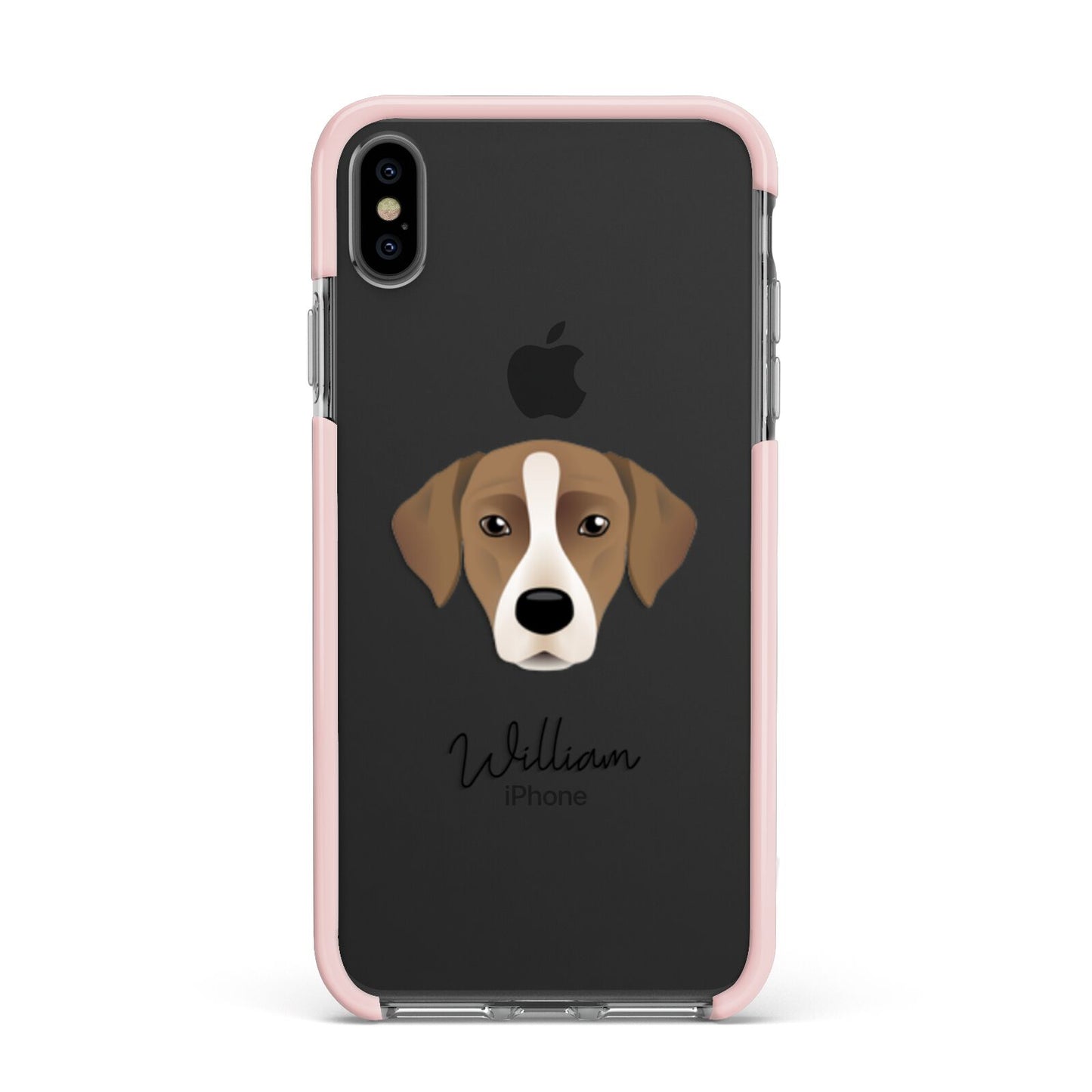 Borador Personalised Apple iPhone Xs Max Impact Case Pink Edge on Black Phone