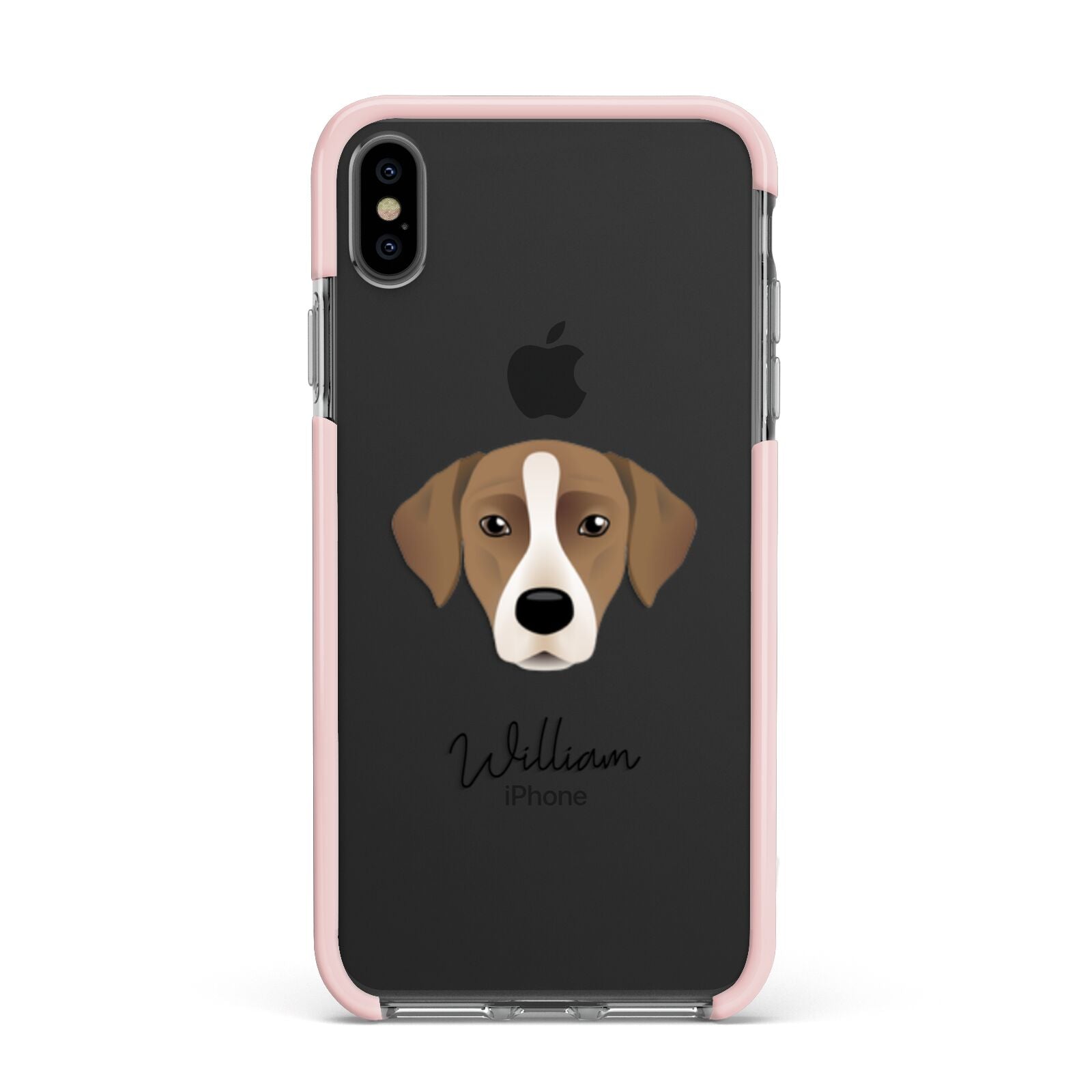 Borador Personalised Apple iPhone Xs Max Impact Case Pink Edge on Black Phone