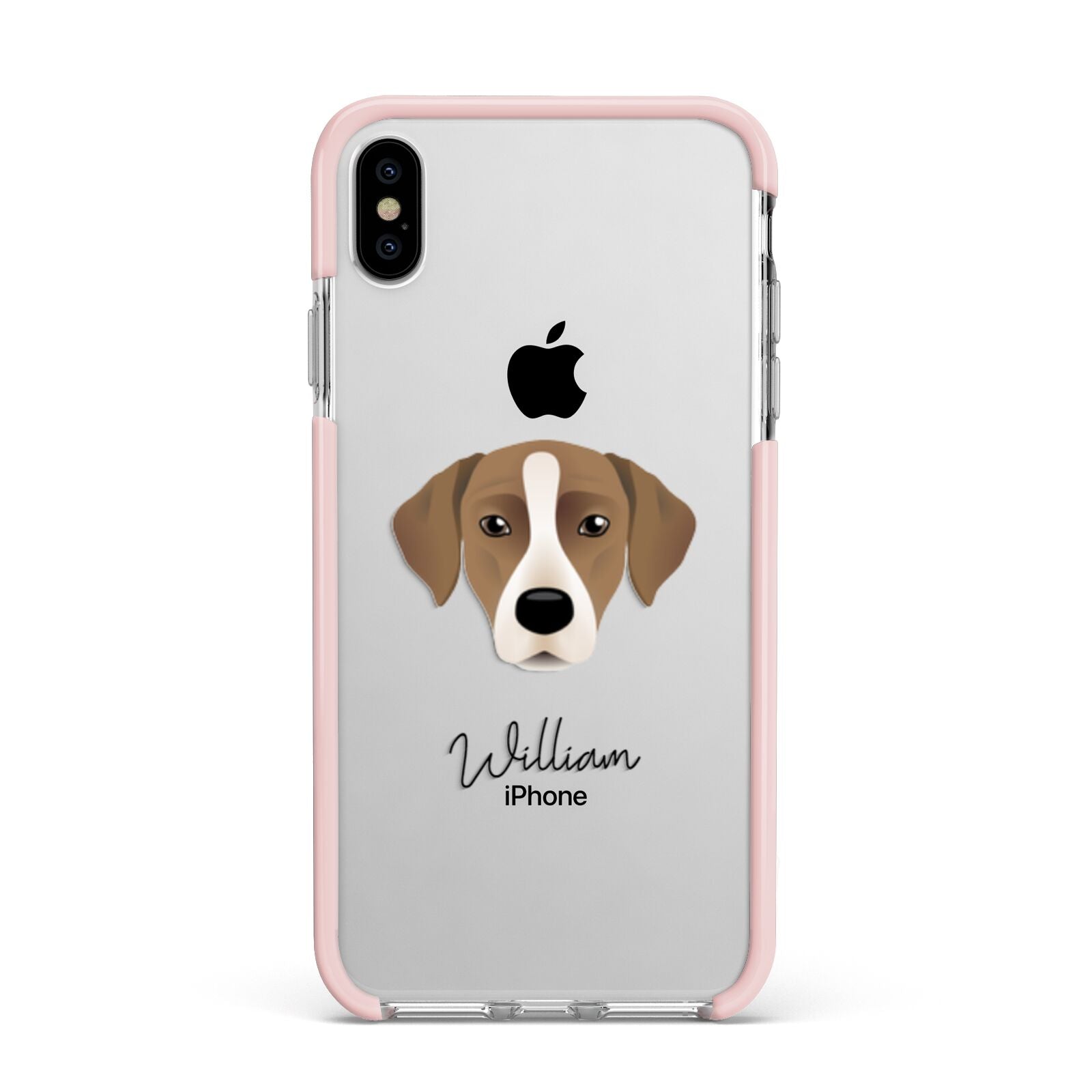 Borador Personalised Apple iPhone Xs Max Impact Case Pink Edge on Silver Phone